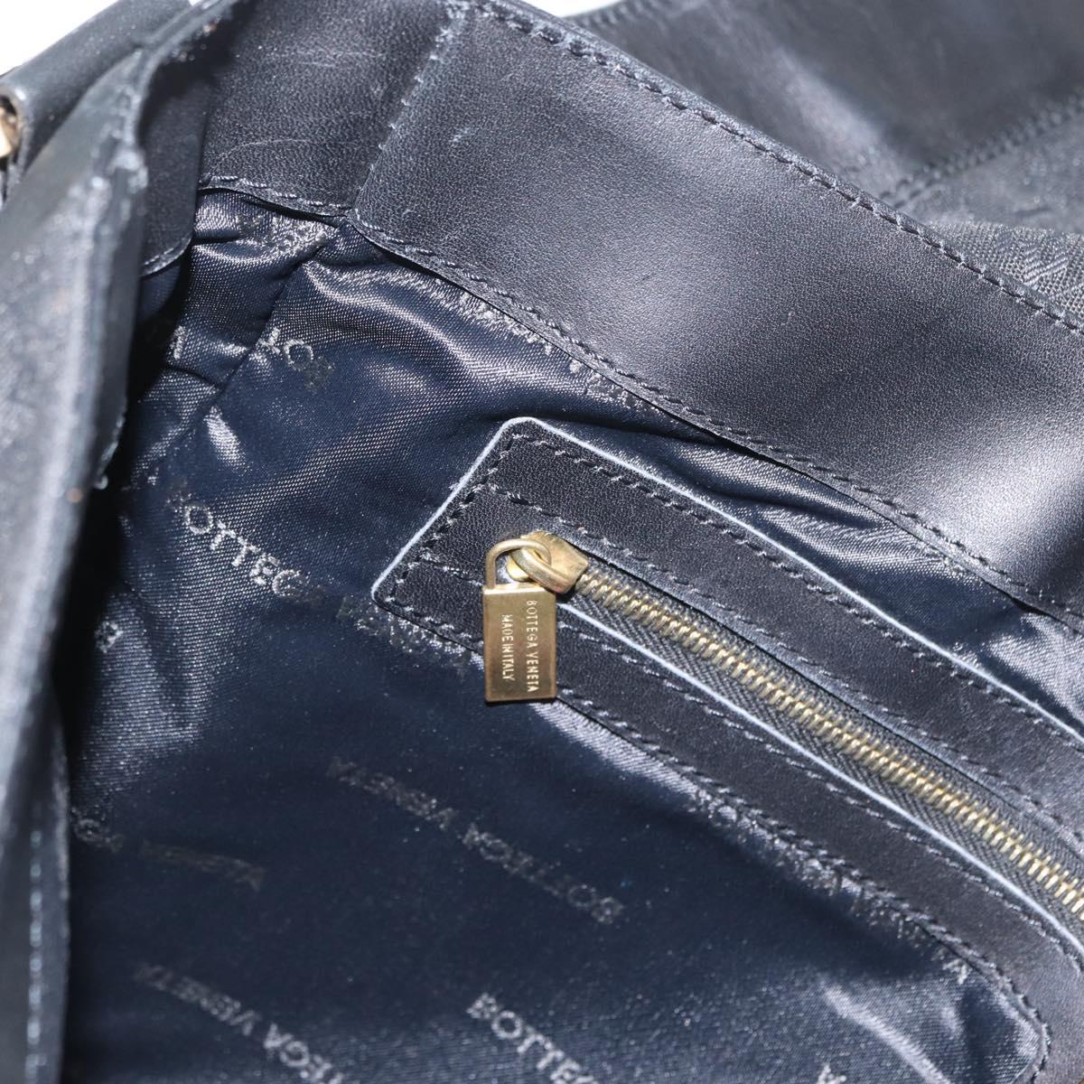 BOTTEGA VENETA Shoulder Bag Canvas Black Gold Auth bs33726