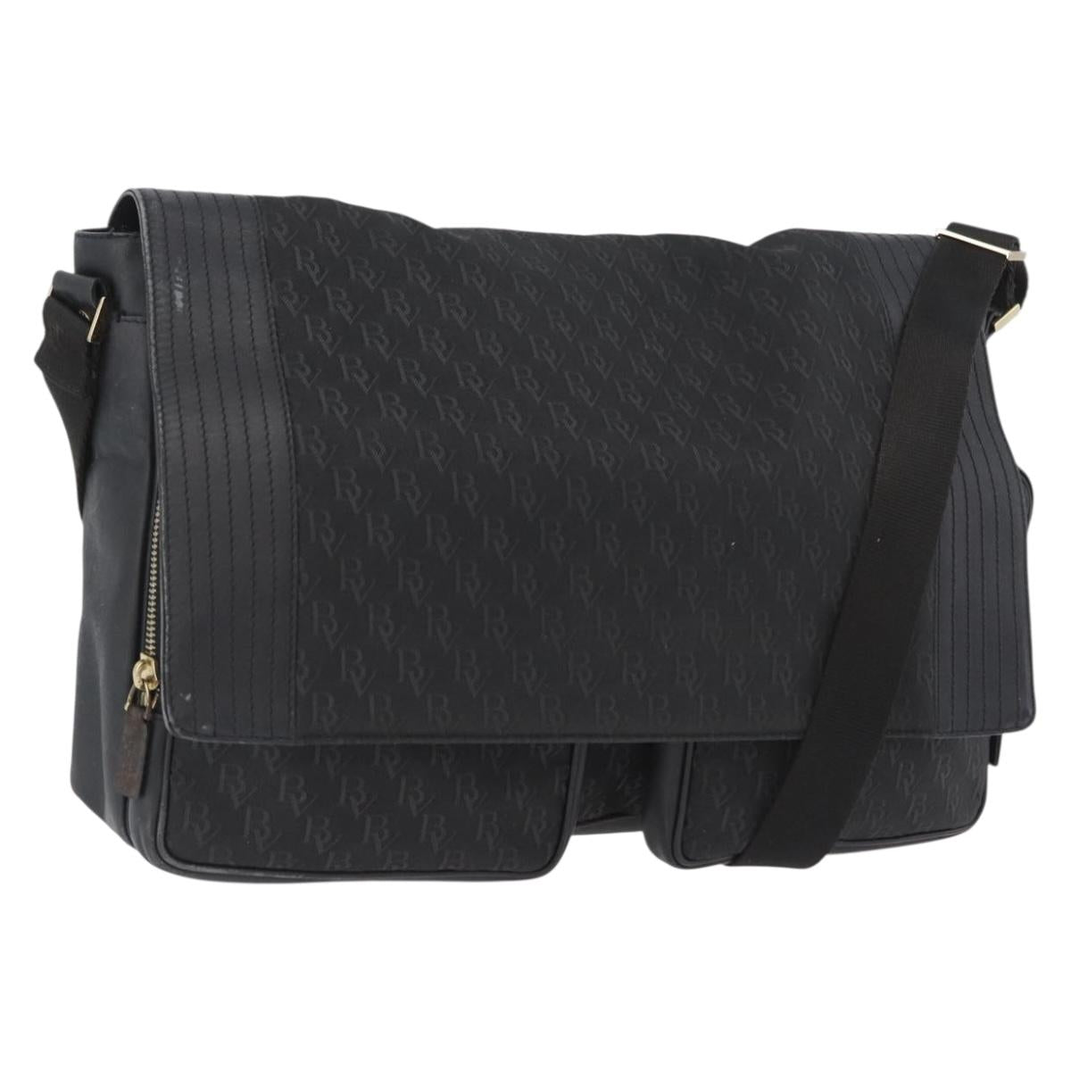 BOTTEGA VENETA Shoulder Bag Canvas Black Gold Auth bs33726