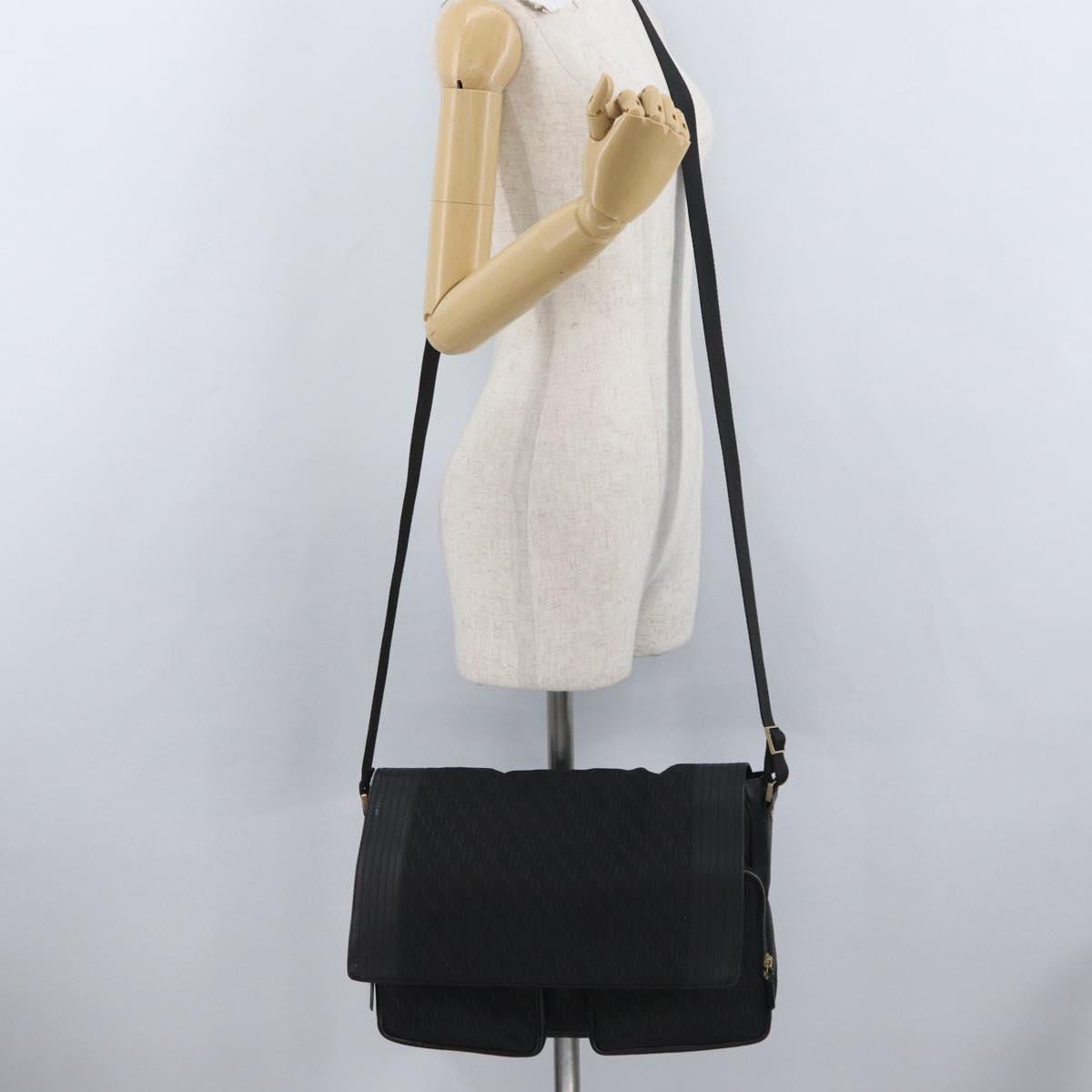 BOTTEGA VENETA Shoulder Bag Canvas Black Gold Auth bs33726