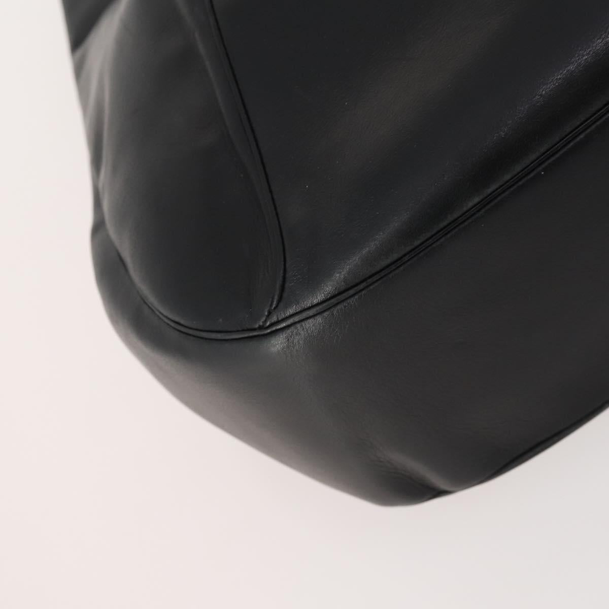 CARTIER Tote Bag Leather Black Gold Auth bs33730
