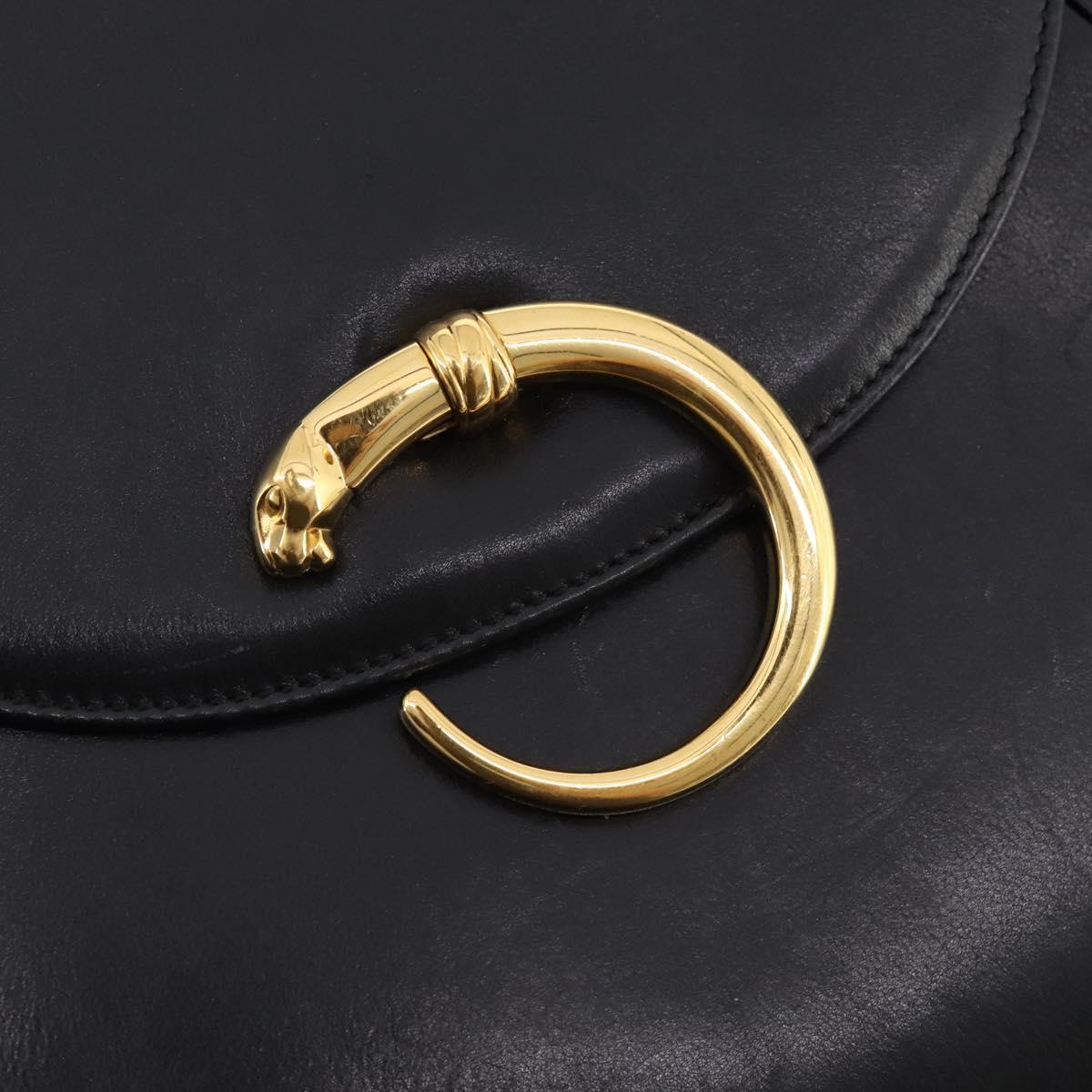 CARTIER Tote Bag Leather Black Gold Auth bs33730