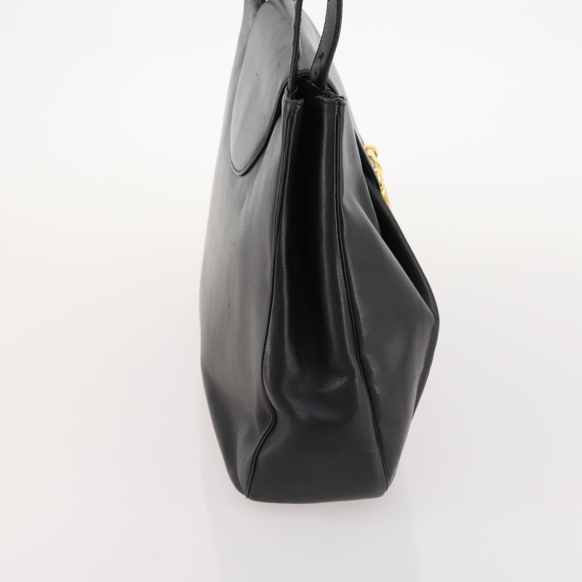 CARTIER Tote Bag Leather Black Gold Auth bs33730