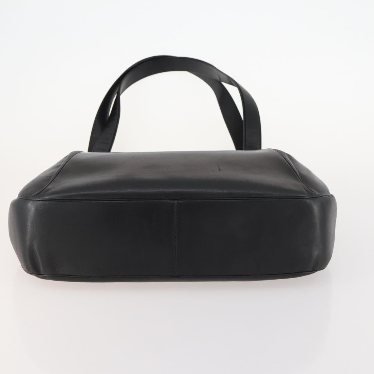 CARTIER Tote Bag Leather Black Gold Auth bs33730