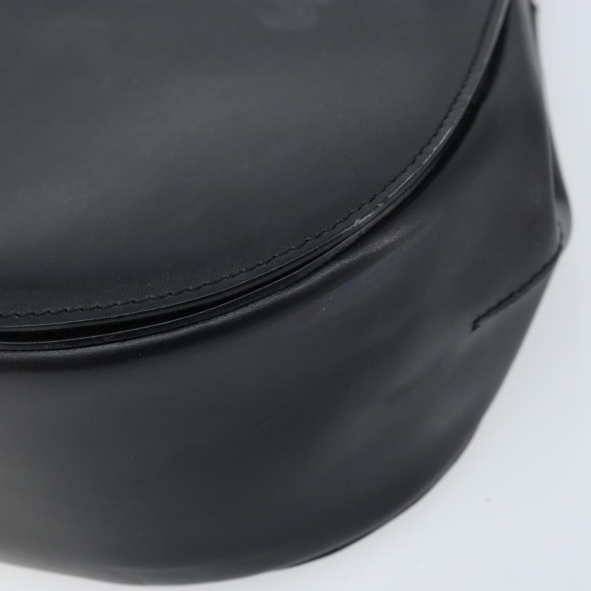 CELINE Shoulder Bag Leather Black Silver Auth bs33732