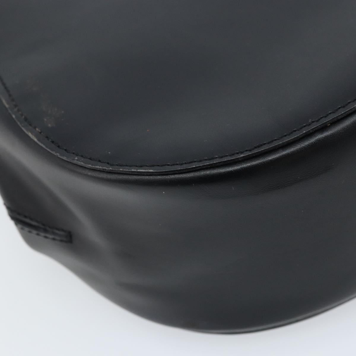 CELINE Shoulder Bag Leather Black Silver Auth bs33732