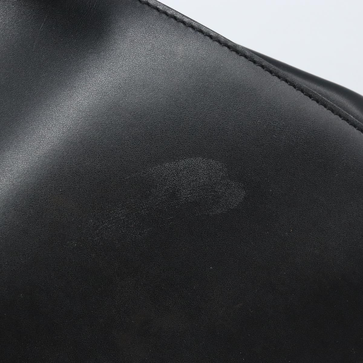 CELINE Shoulder Bag Leather Black Silver Auth bs33732