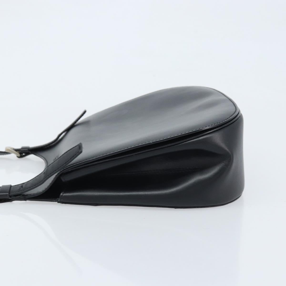 CELINE Shoulder Bag Leather Black Silver Auth bs33732