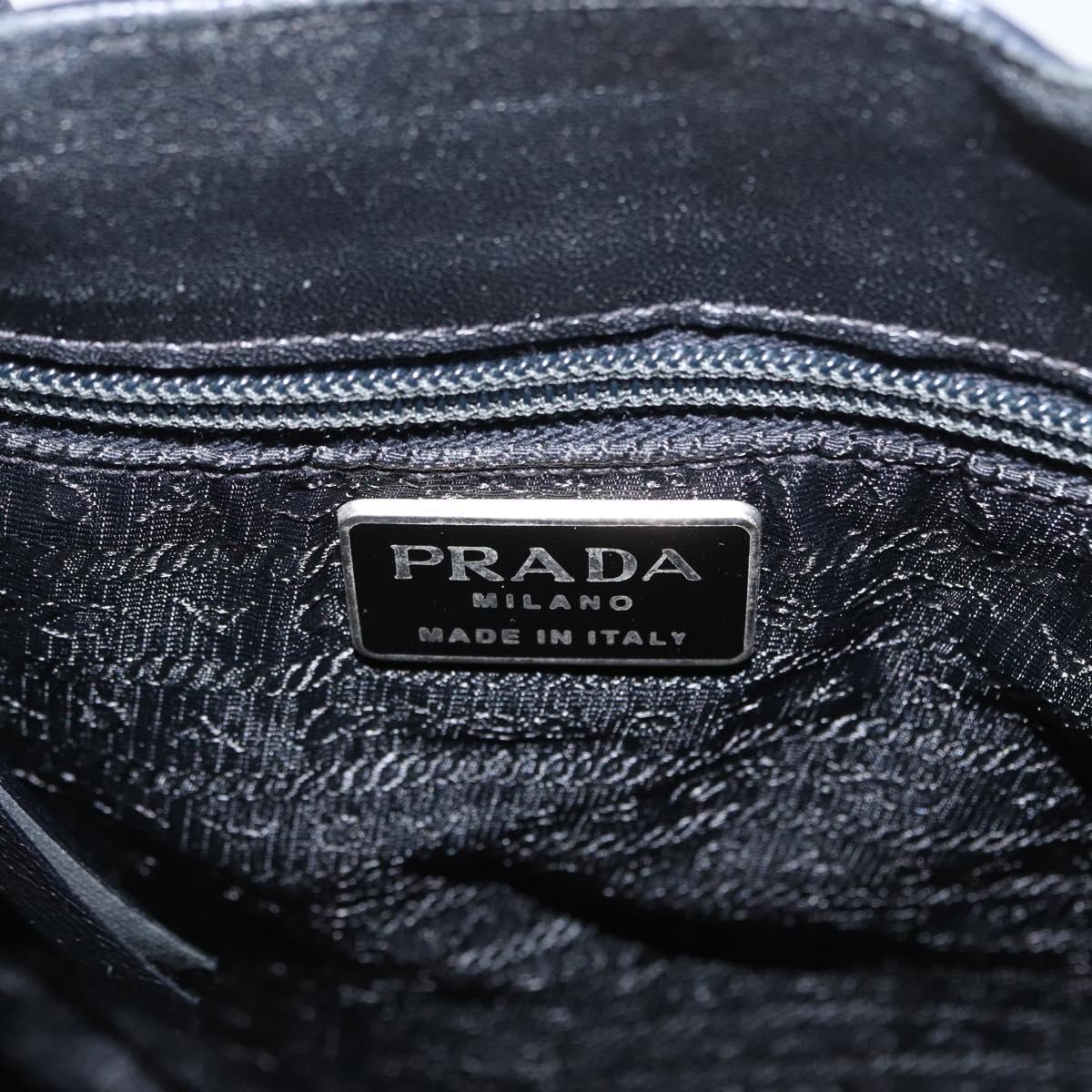 PRADA Hand Bag Patent leather Black Silver Auth bs33735