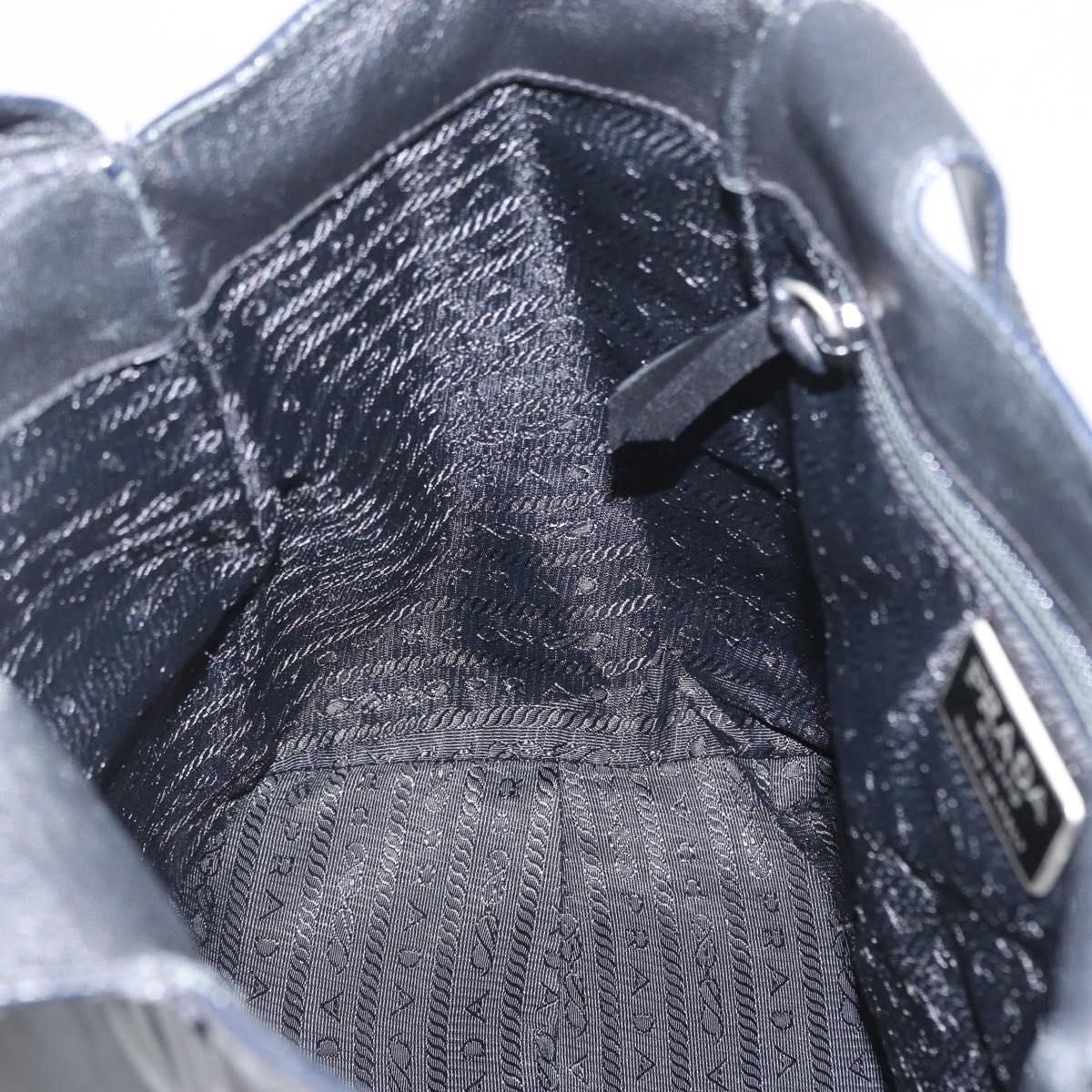 PRADA Hand Bag Patent leather Black Silver Auth bs33735