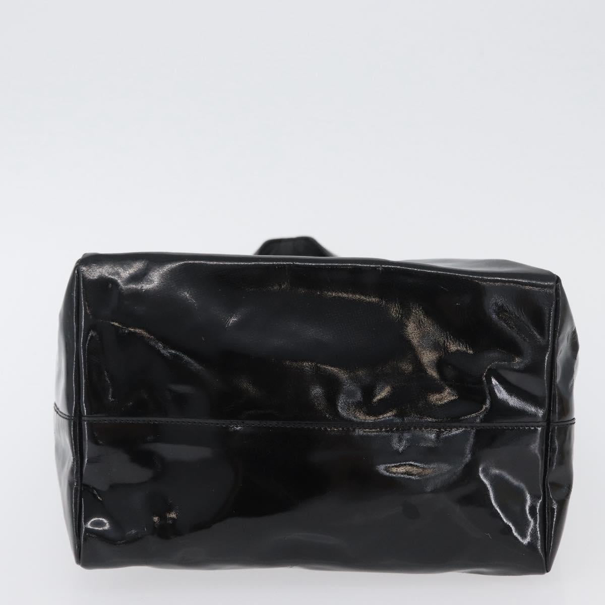 PRADA Hand Bag Patent leather Black Silver Auth bs33735