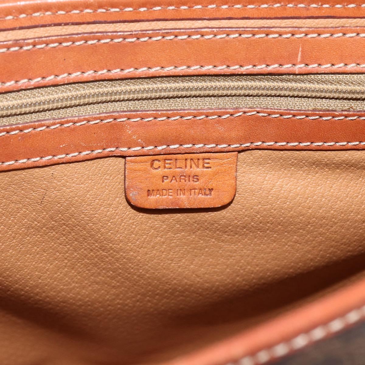 CELINE Macadam Canvas Shoulder Bag PVC Leather Brown Gold Auth bs33742
