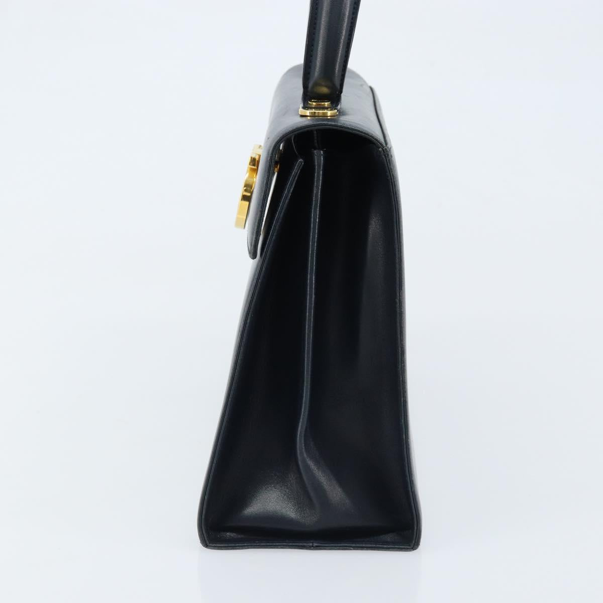 Salvatore Ferragamo Gancini Hand Bag Leather Navy Gold Auth bs33743