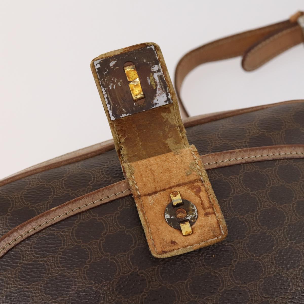 CELINE Macadam Canvas Shoulder Bag PVC Leather 2 Set Brown Auth bs33753