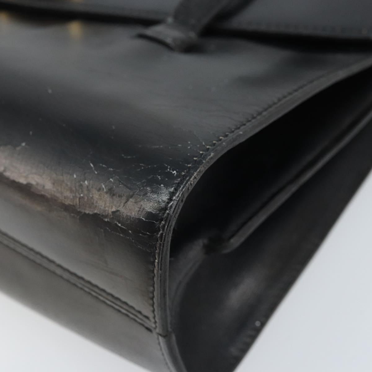 Christian Dior Hand Bag Leather Black Gold Auth bs33762
