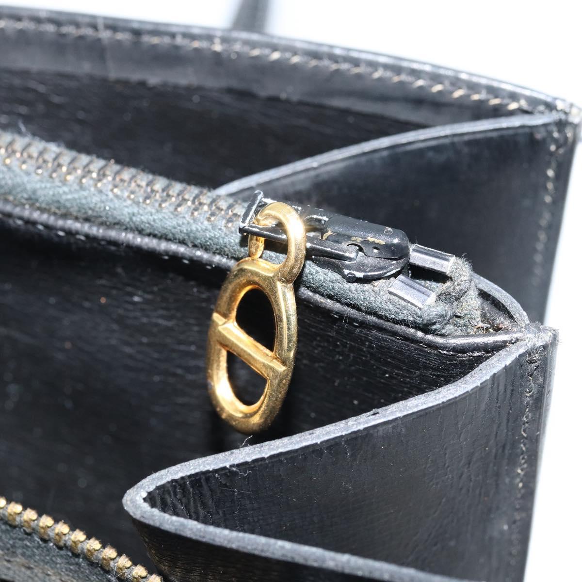 Christian Dior Hand Bag Leather Black Gold Auth bs33762