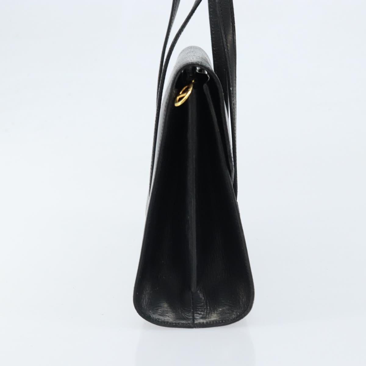 Christian Dior Hand Bag Leather Black Gold Auth bs33762