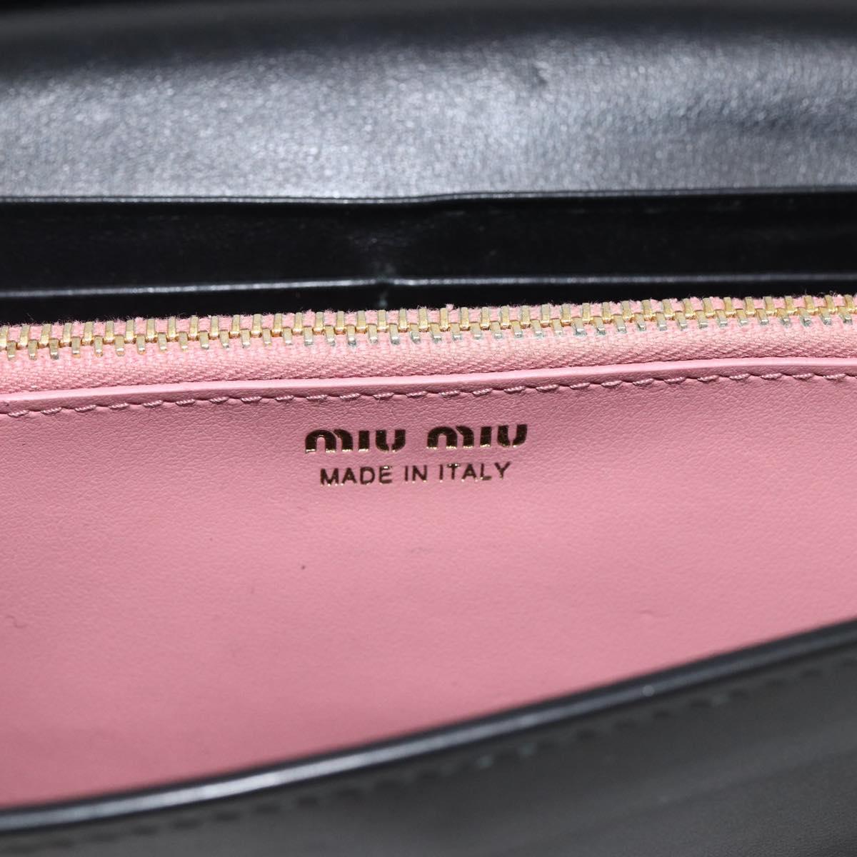 Miu Miu Long Wallet Leather Black Gold Auth bs33771