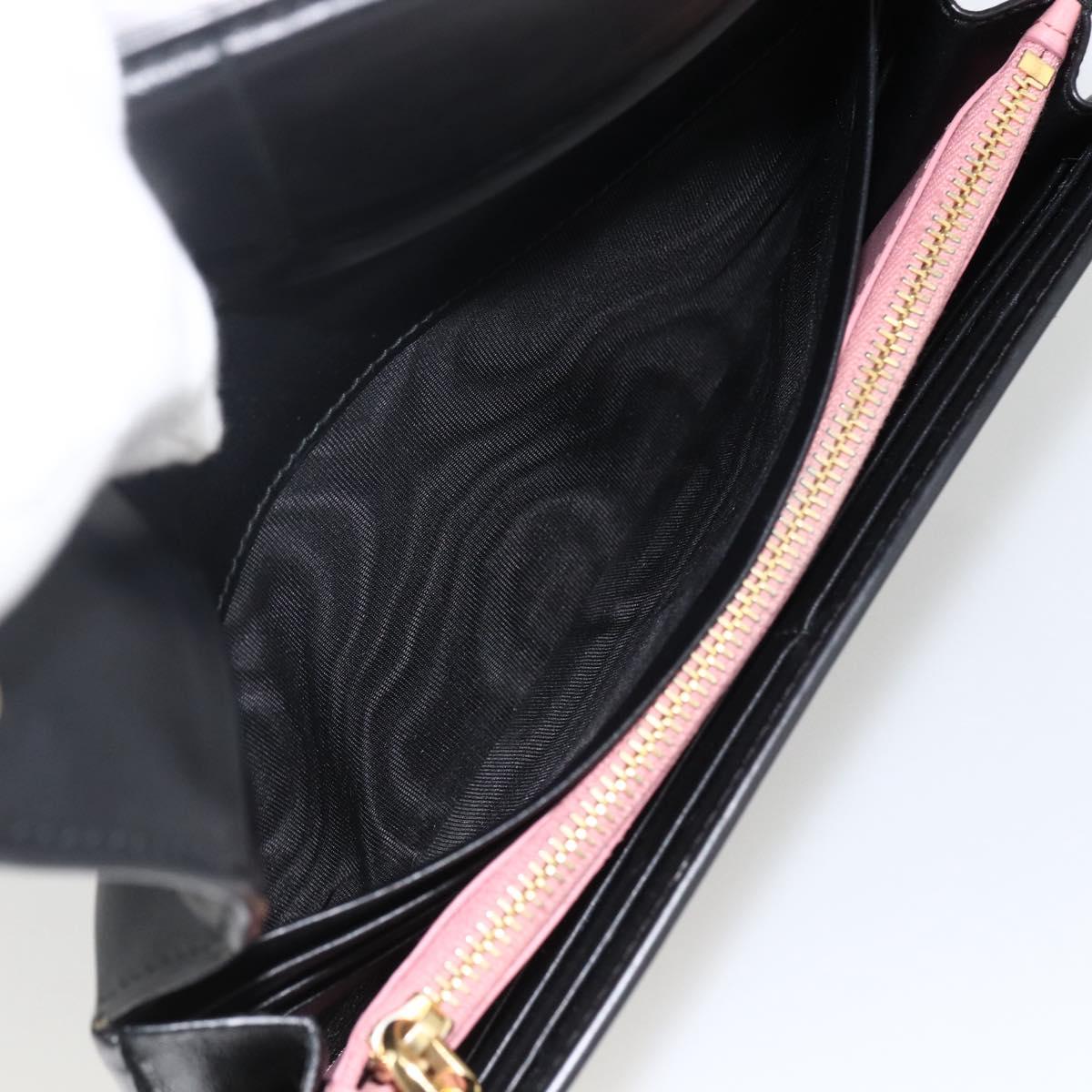 Miu Miu Long Wallet Leather Black Gold Auth bs33771