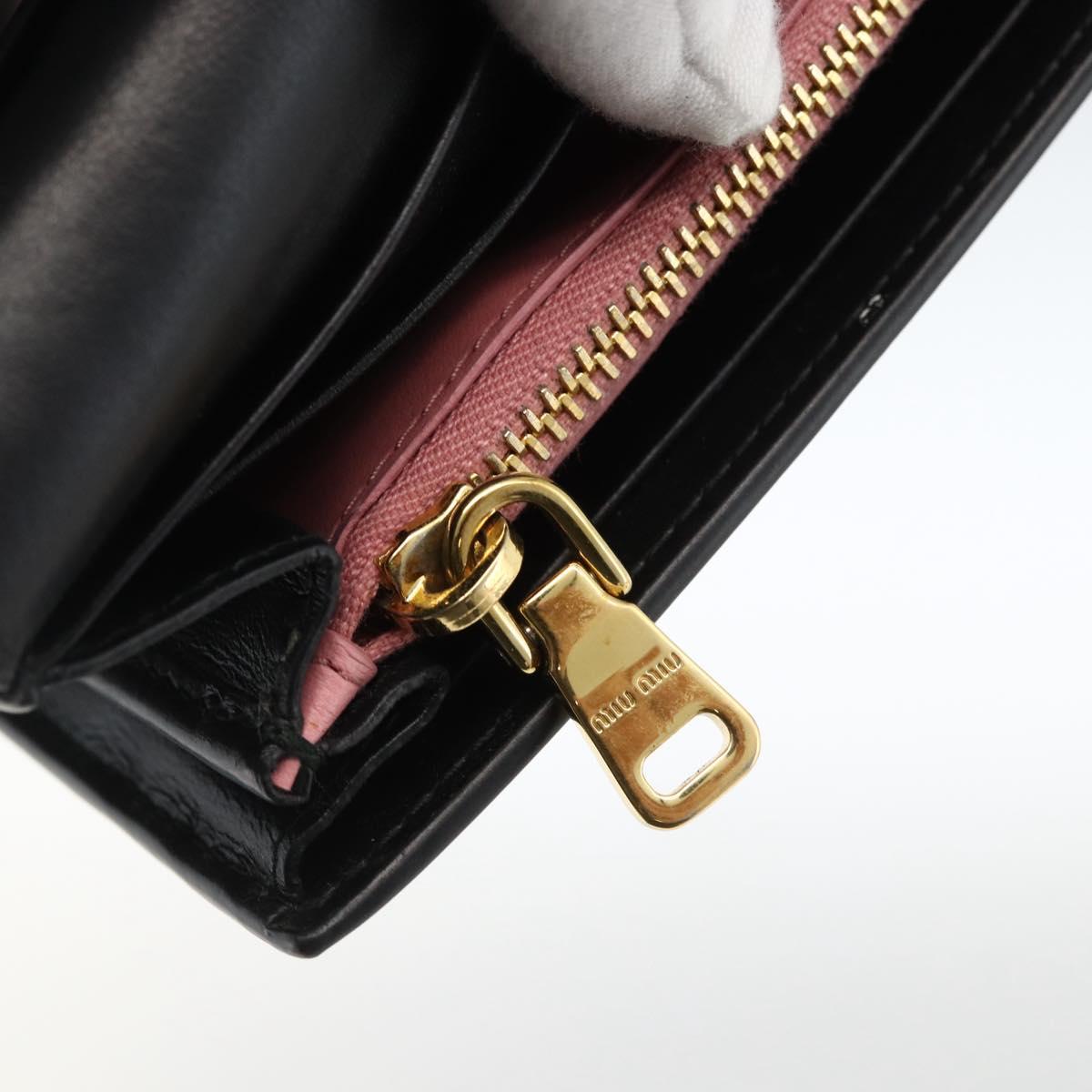 Miu Miu Long Wallet Leather Black Gold Auth bs33771