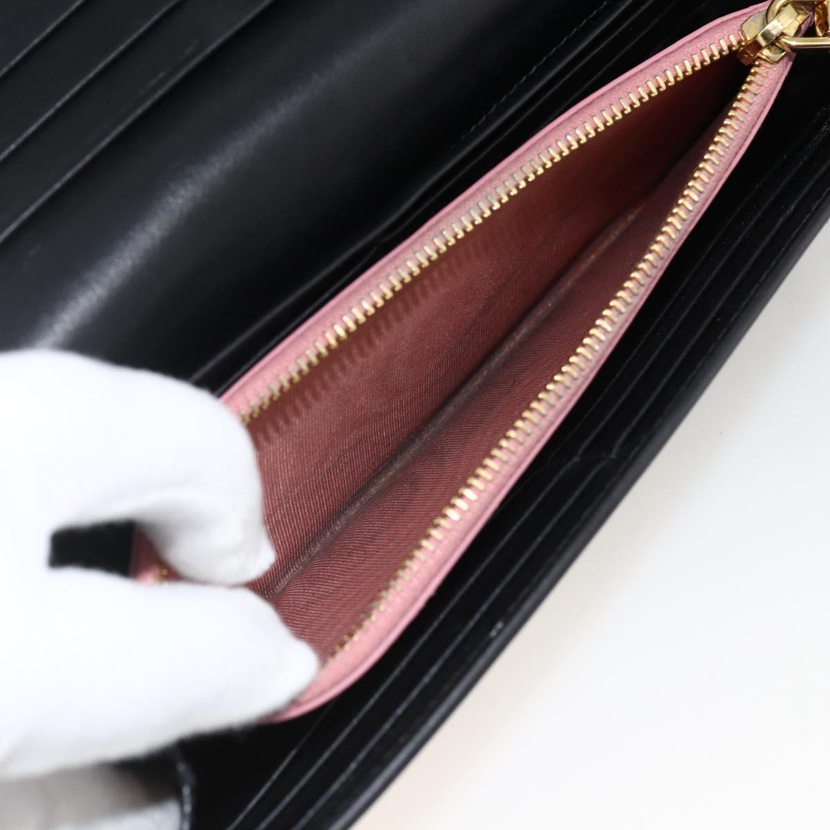 Miu Miu Long Wallet Leather Black Gold Auth bs33771