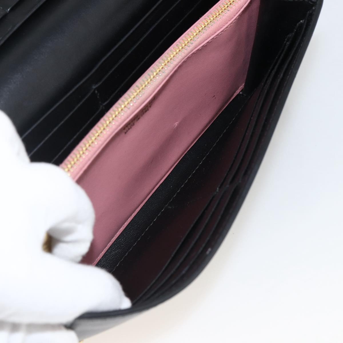 Miu Miu Long Wallet Leather Black Gold Auth bs33771