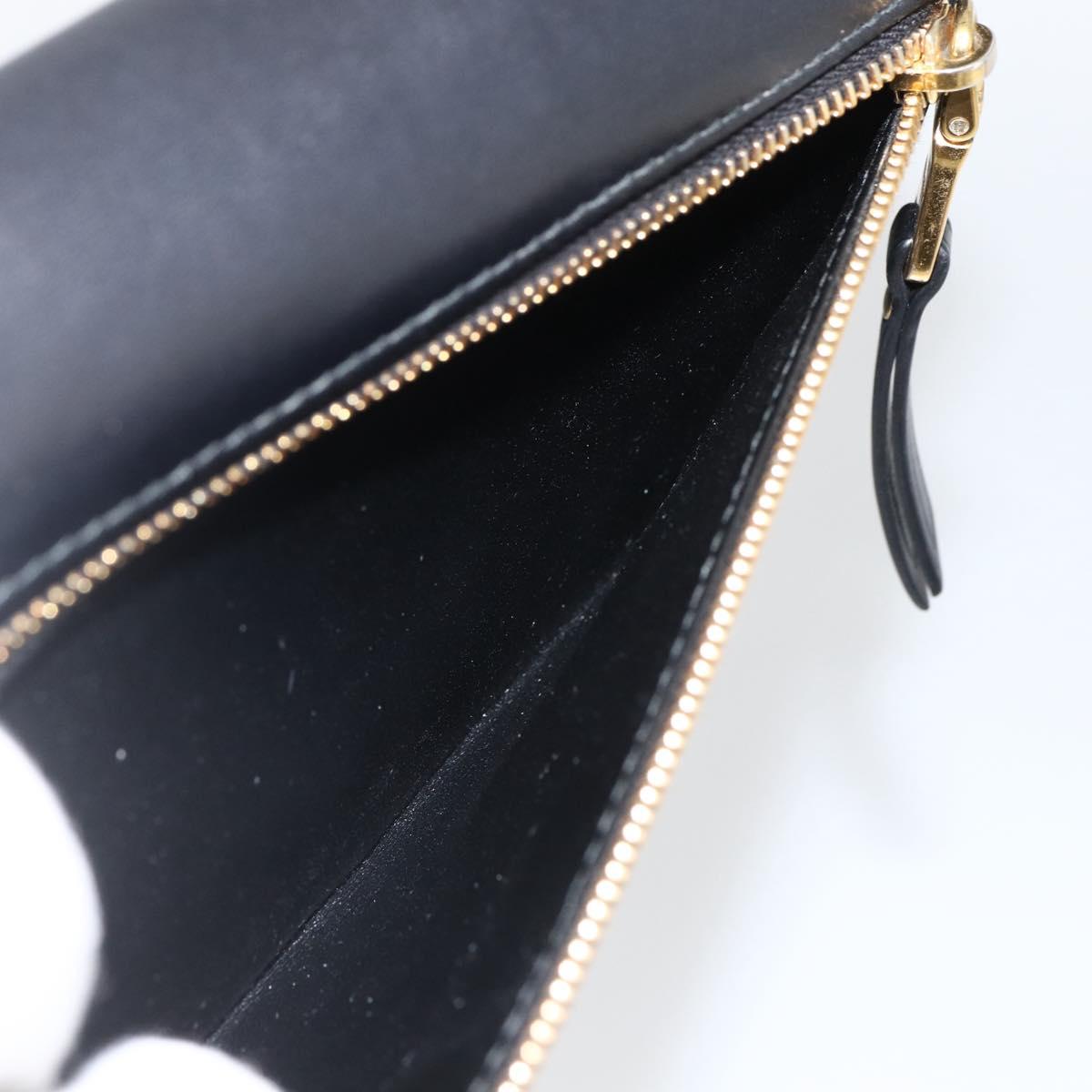 Miu Miu Long Wallet Leather Black Gold Auth bs33771
