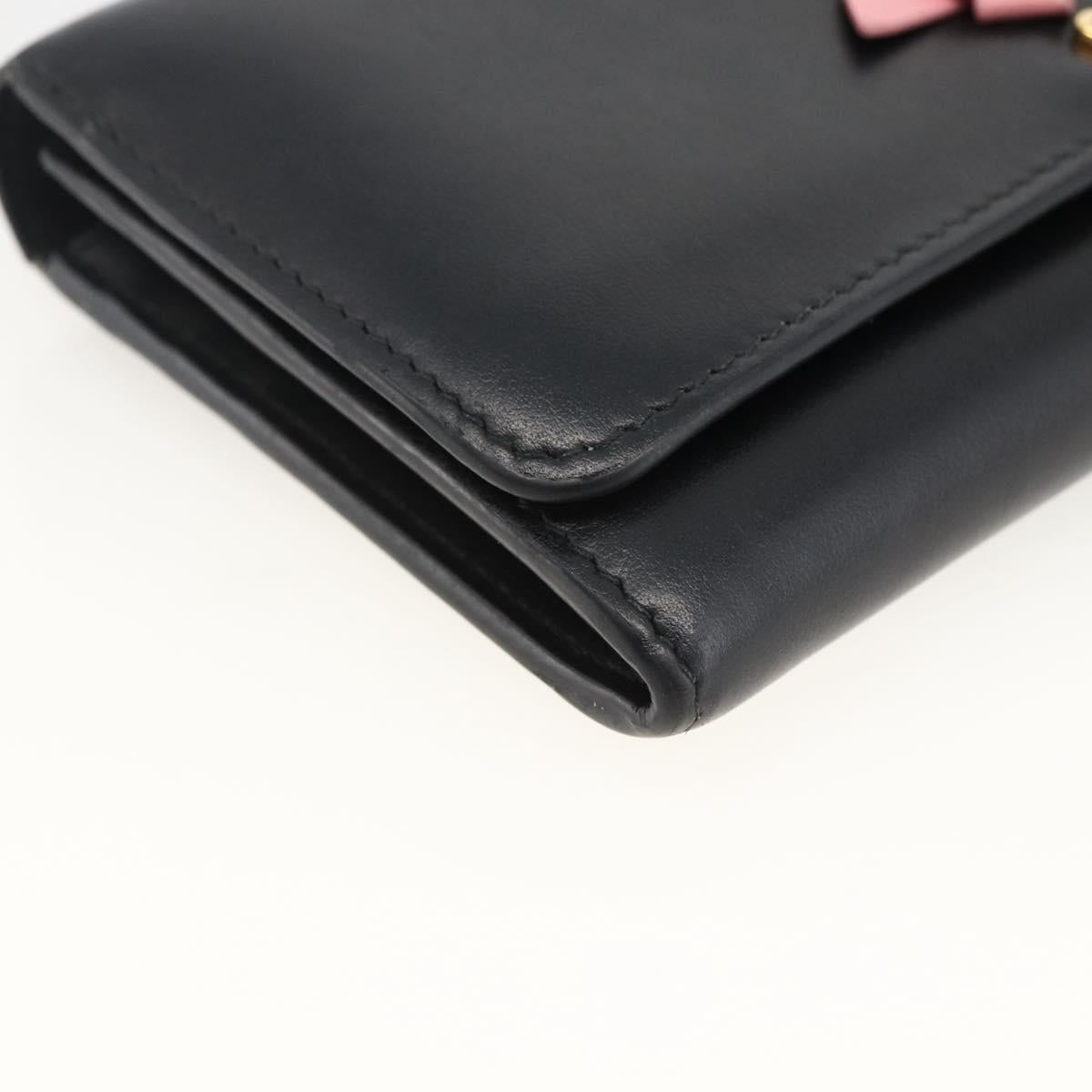 Miu Miu Long Wallet Leather Black Gold Auth bs33771
