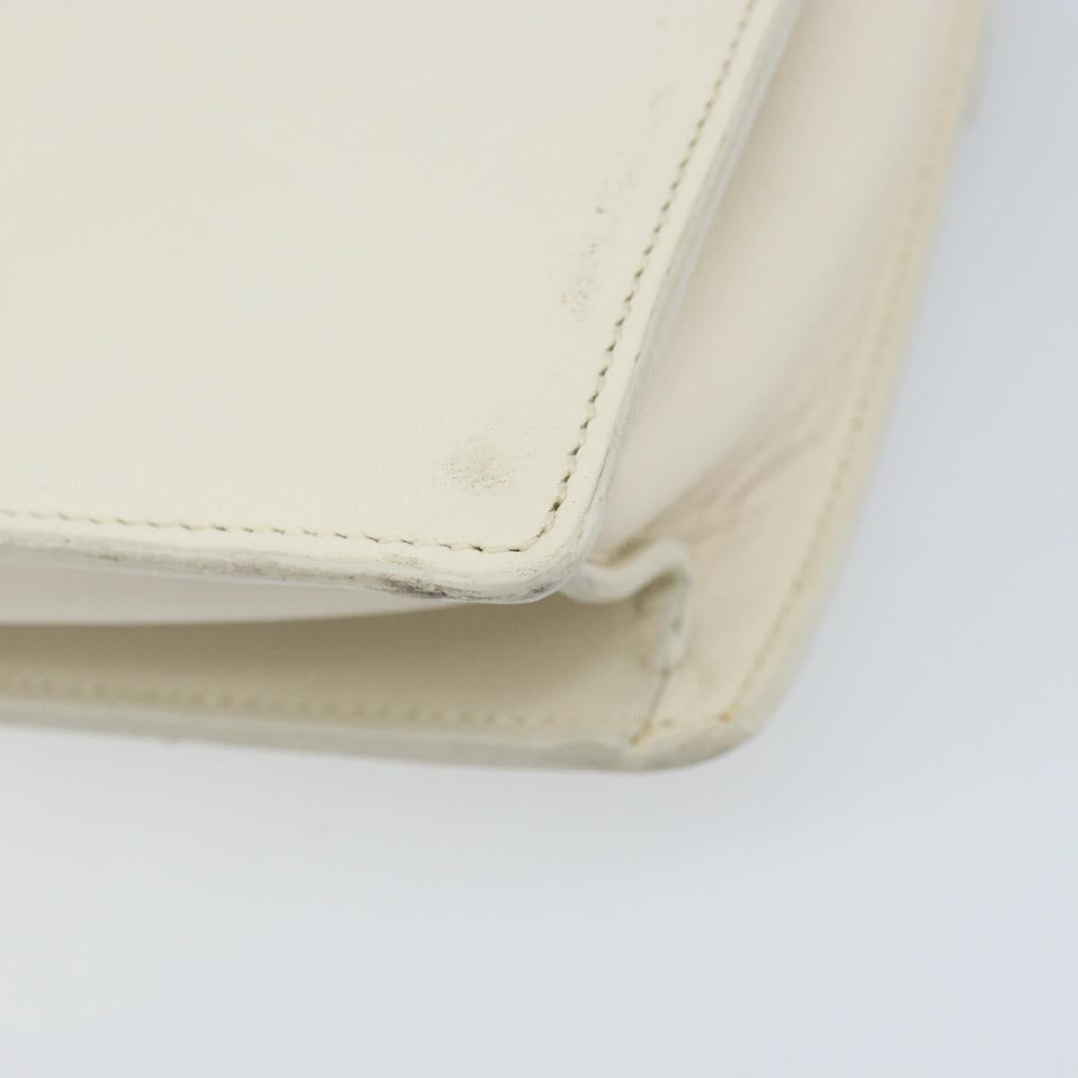 SAINT LAURENT Chain Shoulder Bag Leather White Silver Auth bs33774
