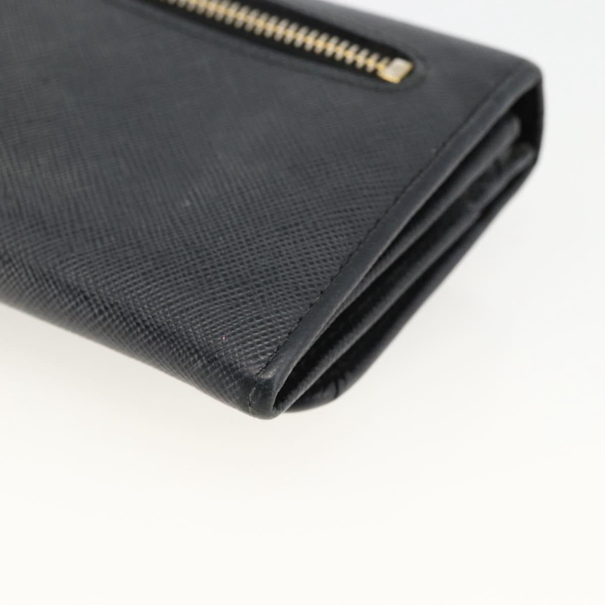 PRADA Long Wallet Safiano leather Black Gold Auth bs33777