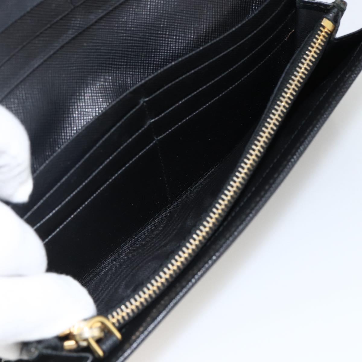 PRADA Long Wallet Safiano leather Black Gold Auth bs33777