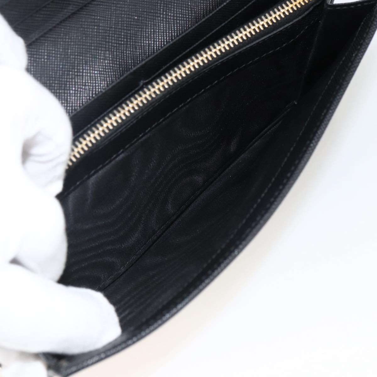 PRADA Long Wallet Safiano leather Black Gold Auth bs33777
