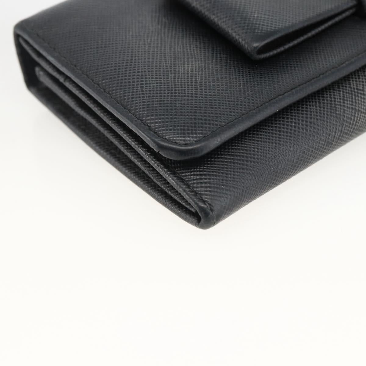 PRADA Long Wallet Safiano leather Black Gold Auth bs33777