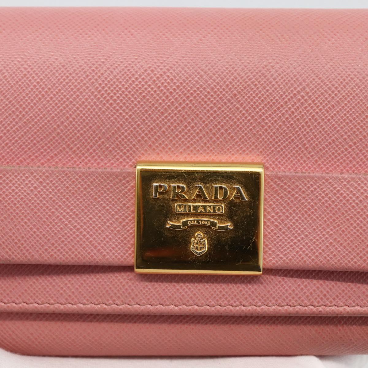 PRADA Long Wallet Safiano leather Pink Gold Auth bs33779