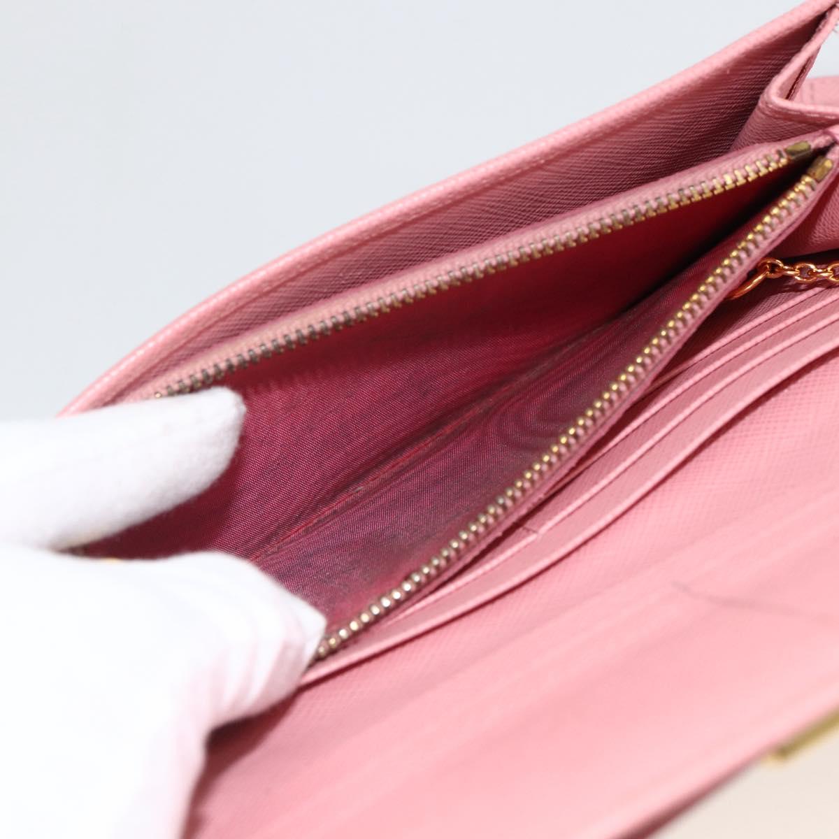 PRADA Long Wallet Safiano leather Pink Gold Auth bs33779