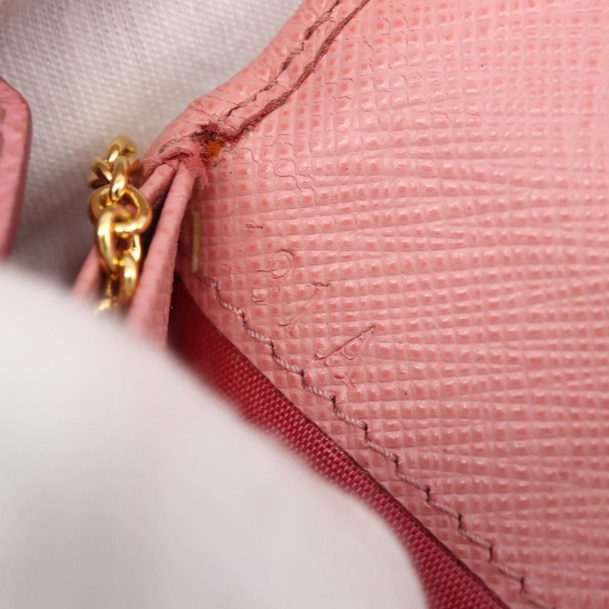 PRADA Long Wallet Safiano leather Pink Gold Auth bs33779