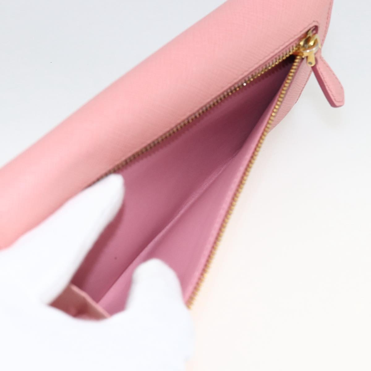 PRADA Long Wallet Safiano leather Pink Gold Auth bs33779