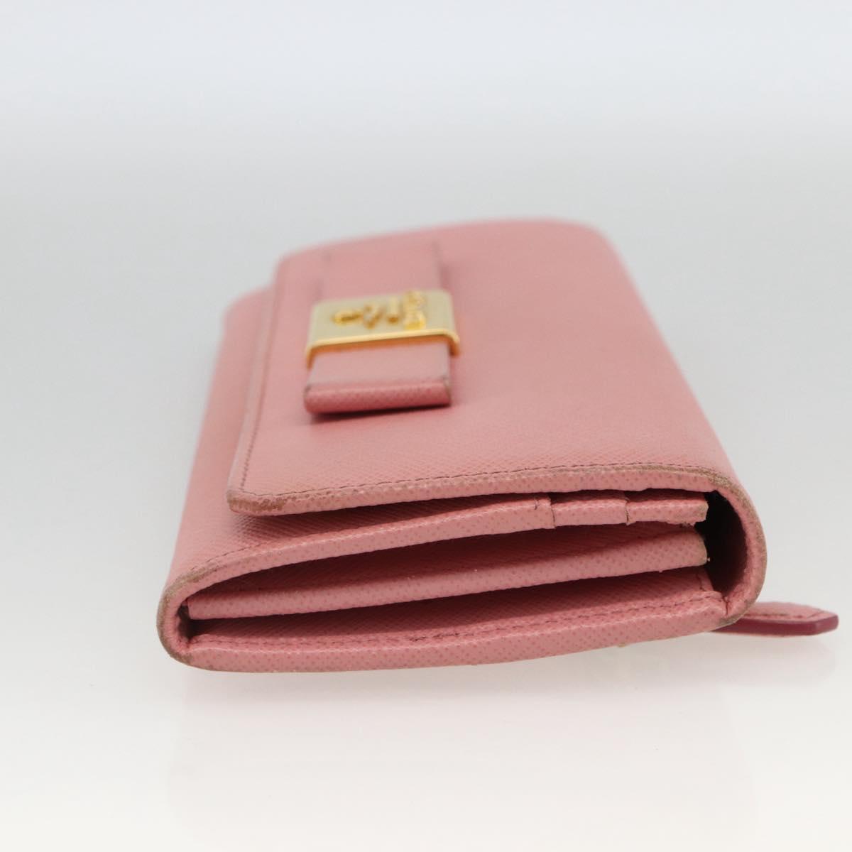 PRADA Long Wallet Safiano leather Pink Gold Auth bs33779