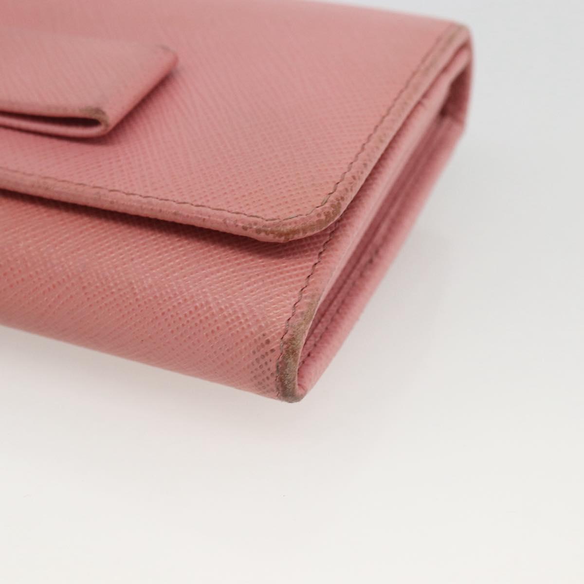PRADA Long Wallet Safiano leather Pink Gold Auth bs33779