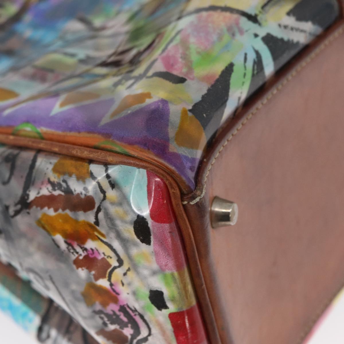 PRADA Tote Bag Vinyl Multicolor Silver Auth bs33781