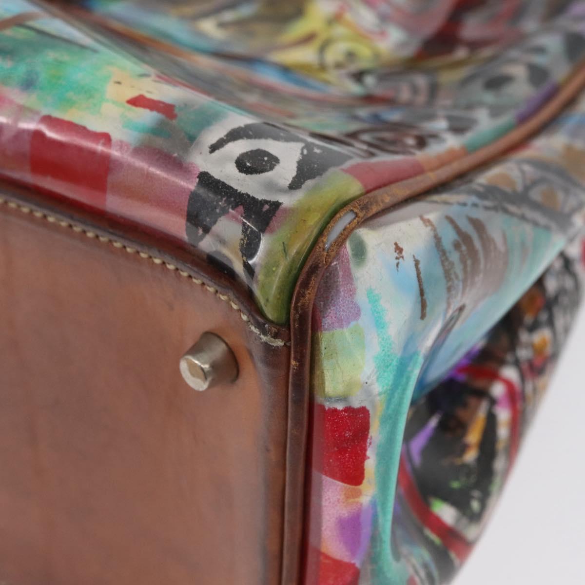 PRADA Tote Bag Vinyl Multicolor Silver Auth bs33781