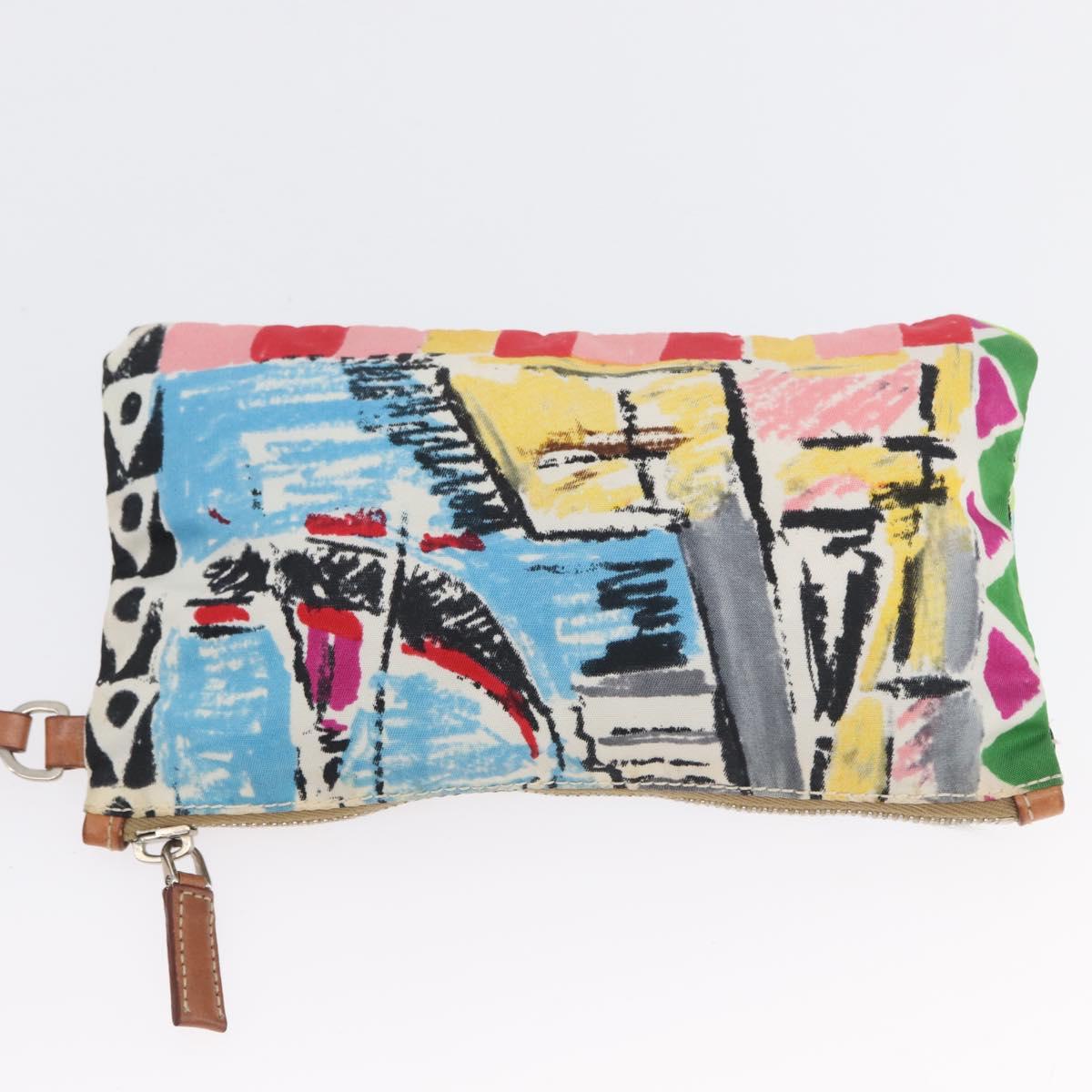 PRADA Tote Bag Vinyl Multicolor Silver Auth bs33781