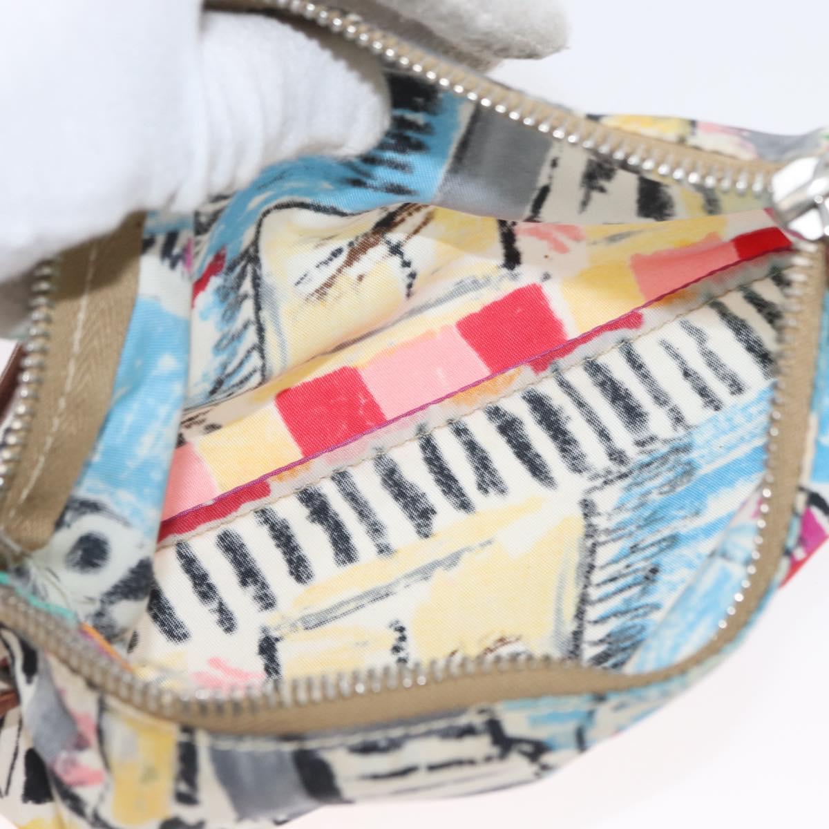 PRADA Tote Bag Vinyl Multicolor Silver Auth bs33781