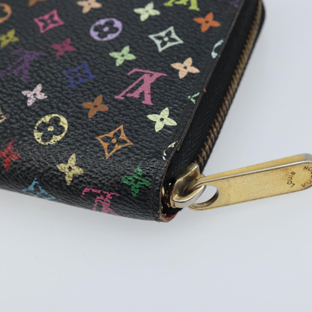 LOUIS VUITTON Monogram Multicolor Zippy Wallet Black M60243 LV Auth bs33783