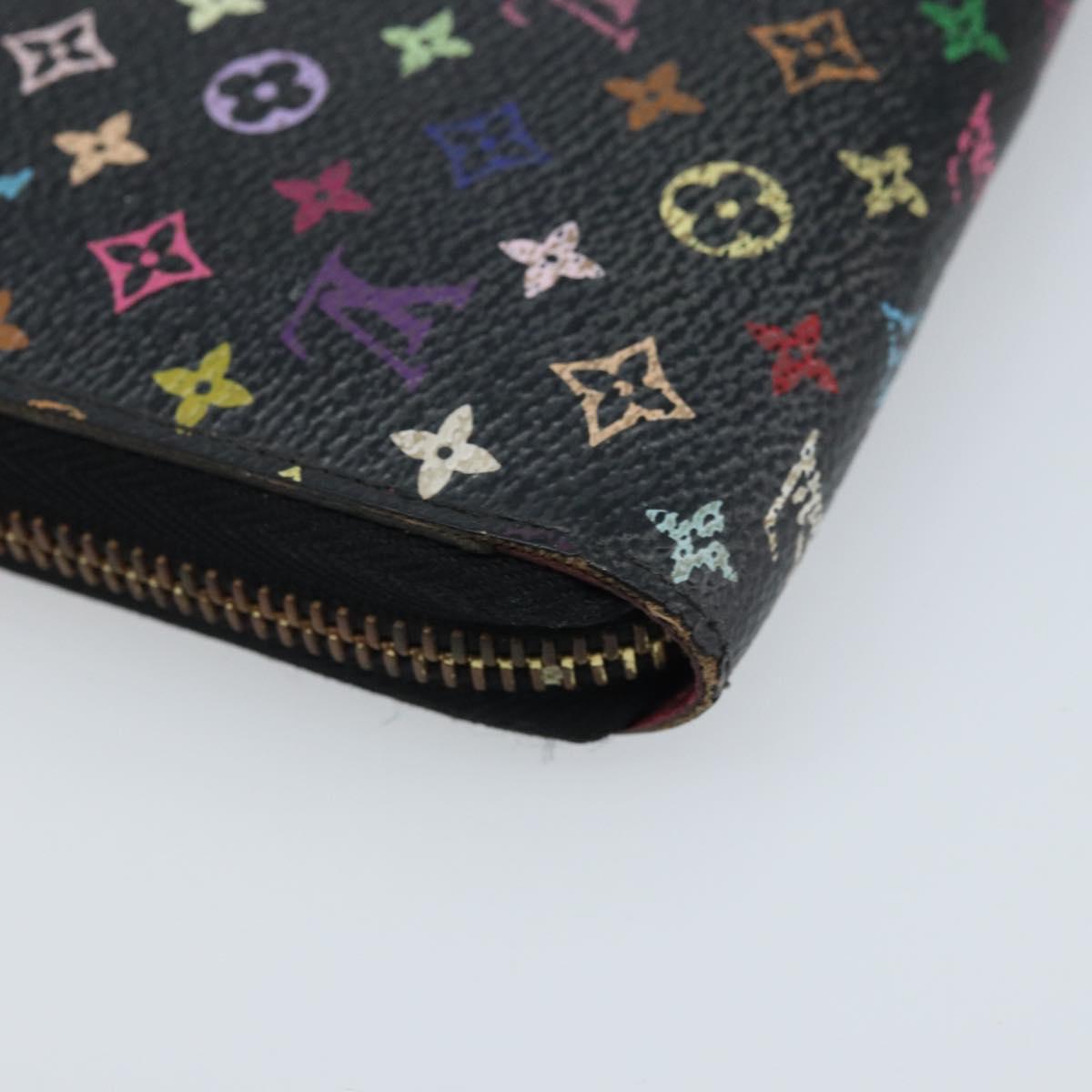 LOUIS VUITTON Monogram Multicolor Zippy Wallet Black M60243 LV Auth bs33783
