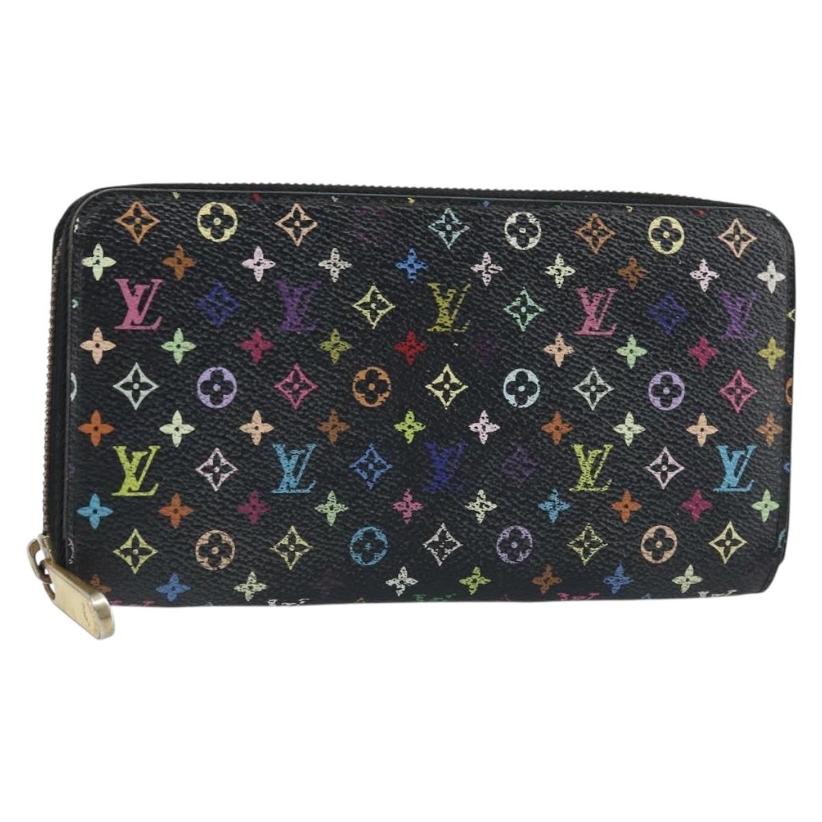 LOUIS VUITTON Monogram Multicolor Zippy Wallet Black M60243 LV Auth bs33783
