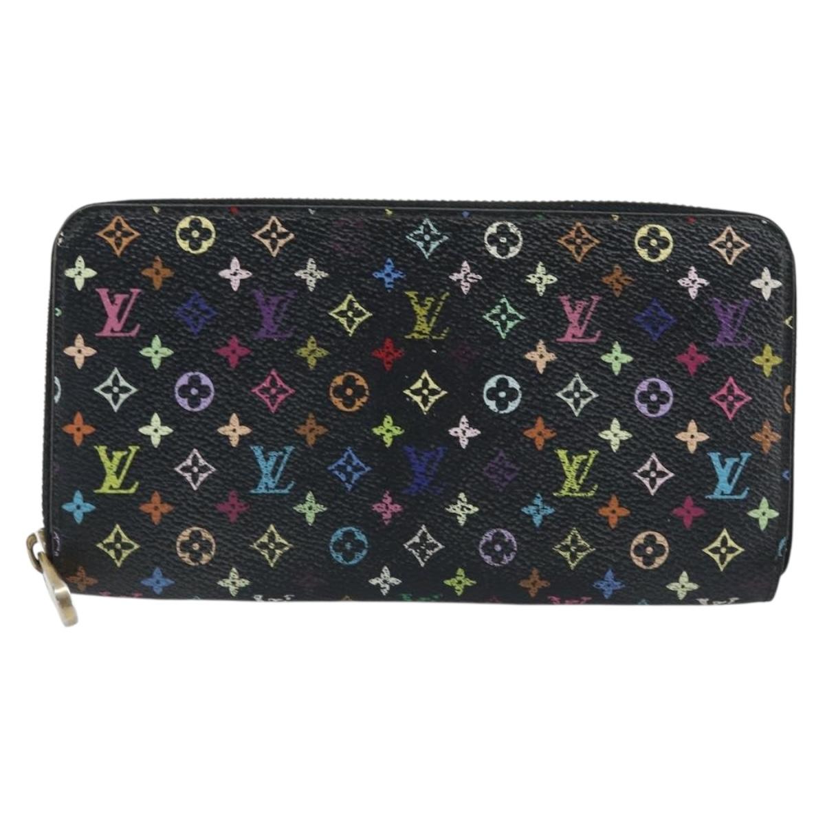 LOUIS VUITTON Monogram Multicolor Zippy Wallet Black M60243 LV Auth bs33783