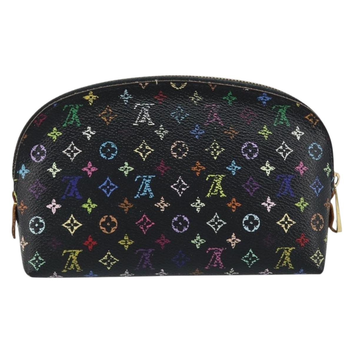 LOUIS VUITTON Multicolor Pochette Cosmetic Pouch Black M47355 LV Auth bs33786