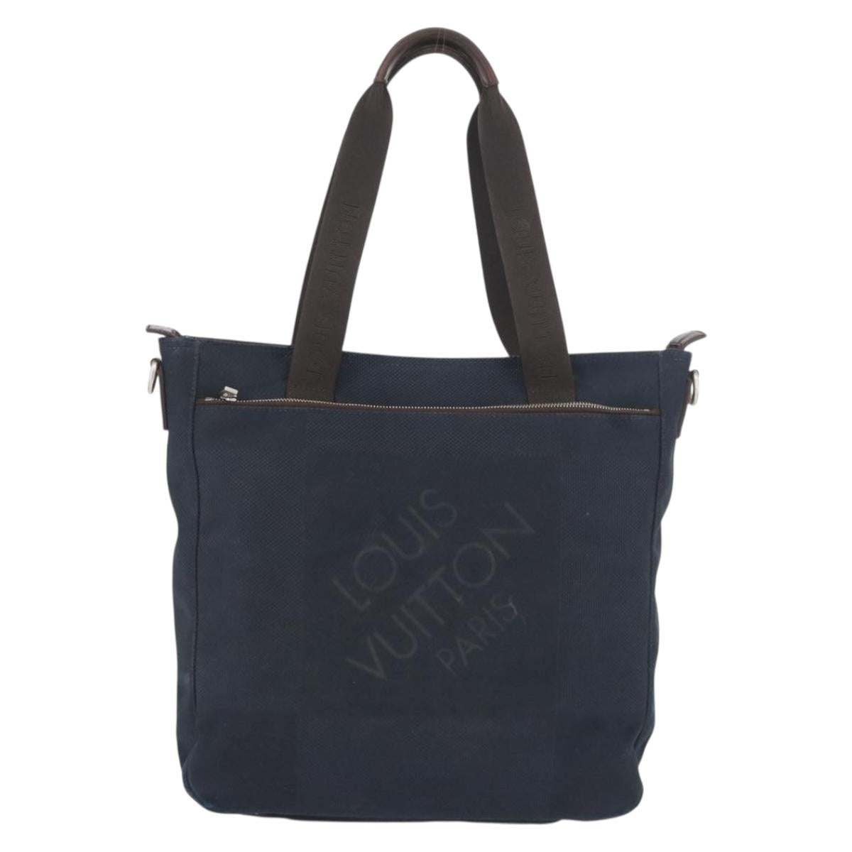 LOUIS VUITTON Damier Geant John Gruer Tote Bag Navy N48089 LV Auth bs33788