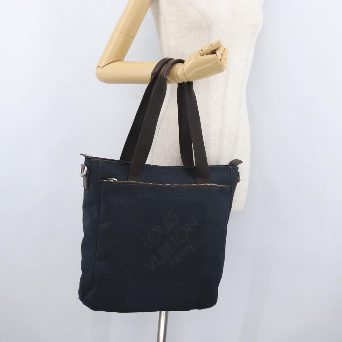 LOUIS VUITTON Damier Geant John Gruer Tote Bag Navy N48089 LV Auth bs33788