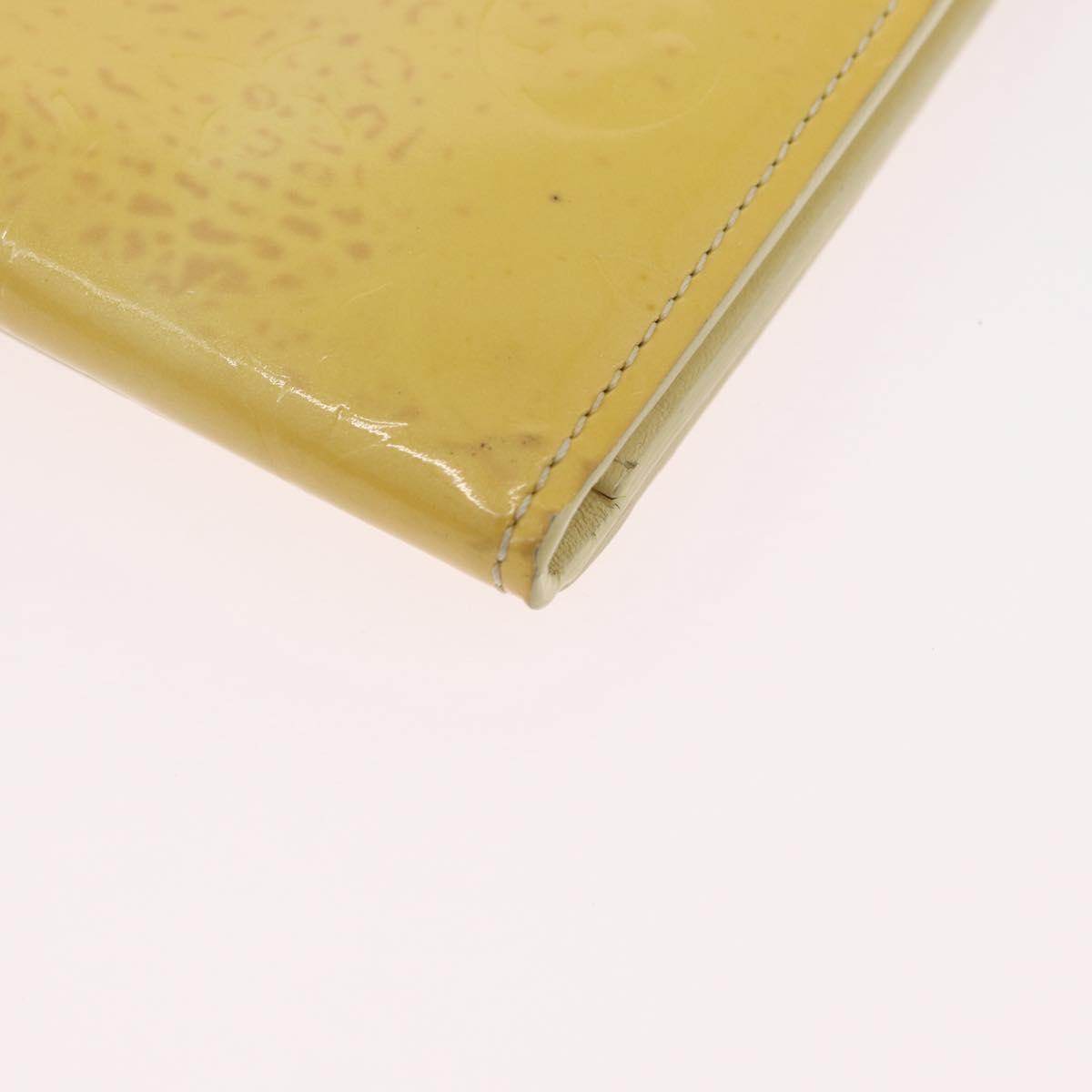 LOUIS VUITTON Monogram Vernis Walker Wallet Lime Yellow M91074 LV Auth bs33793